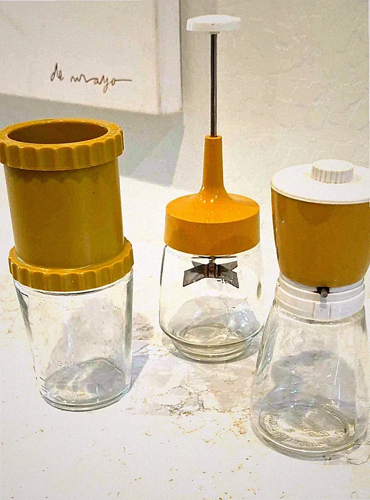 Retro Kitchen Gadget Lot (3), Cheese Grater, Grinder, Food Chopper (Marked), MCM