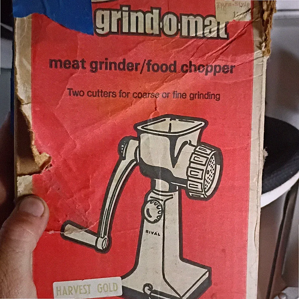 Rival Grind-O-Mat Manual Meat Grinder Food Chopper, Harvest Gold
