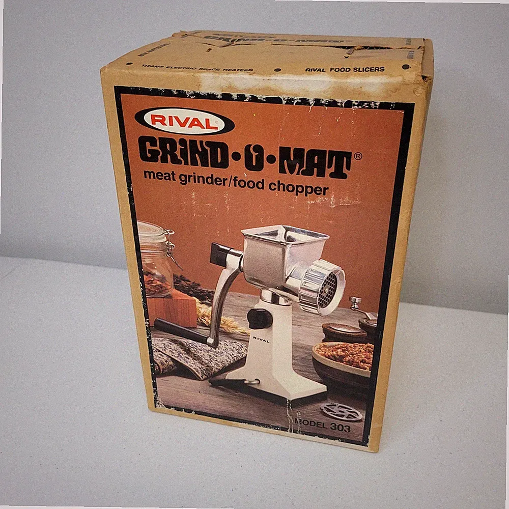 Rival Grind O Mat Model 303 Meat Grinder Food Chopper Harvest Gold Vintage