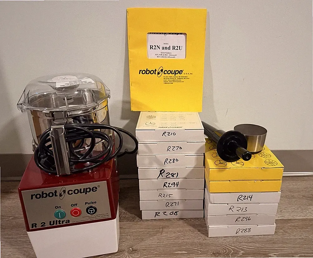 Robot Coupe R2 Ultra Food Processor Works Tested with 14 Blades and Manual
