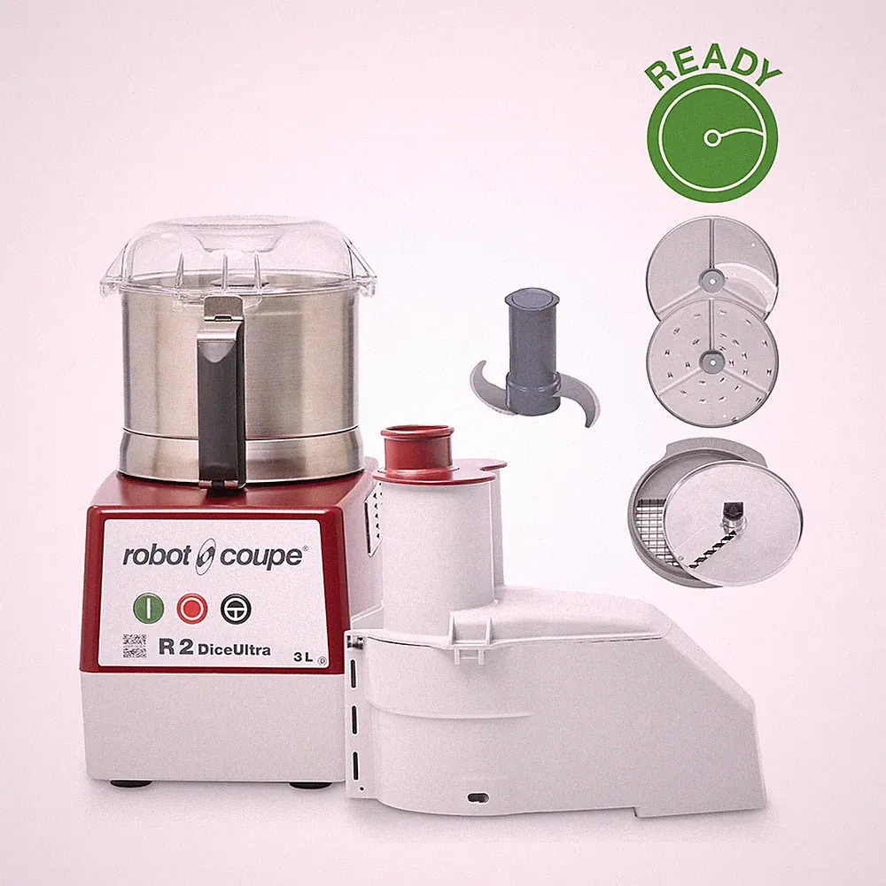 Robot Coupe R2UDICE Combination Food Processor, 3 L Stainless Steel Bowl, 2 h...