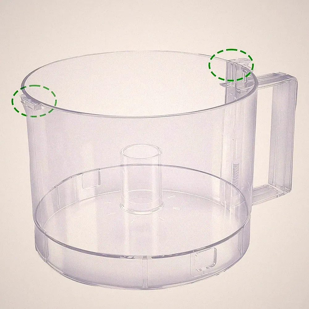 RUHUALIFE 7-Cup Food Processor Work Bowl(2 tabs)
