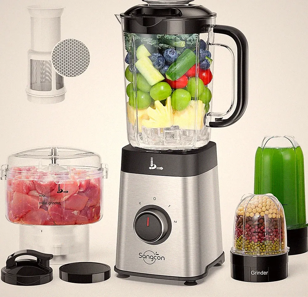 Sangcon Blenders and Food Processor Combo for Kitchen, 5 in 1 Blender for Shakes