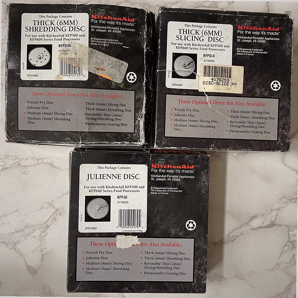 Set of 3 KitchenAid Food Processor Discs Julienne Thick Slicing Shredding DVSA