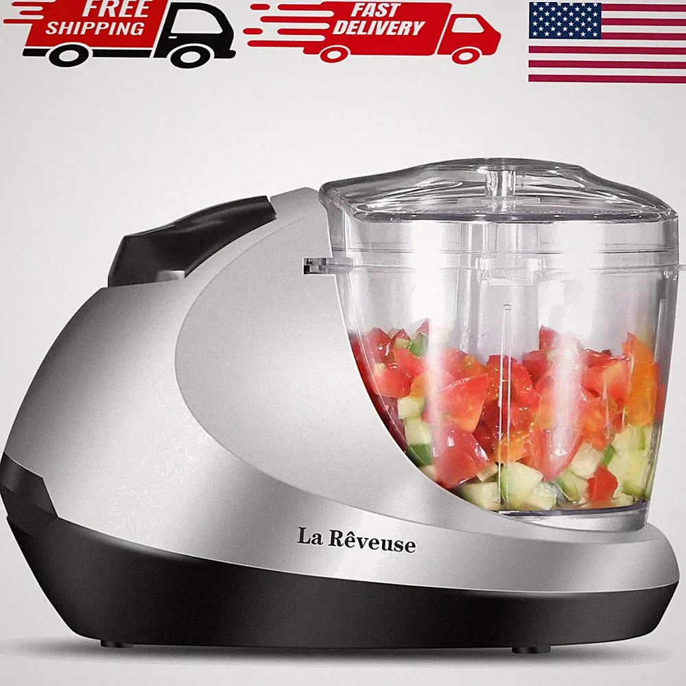 Silver Electric Mini Food Chopper - Compact 1.3-Cup Processor for Quick Meals