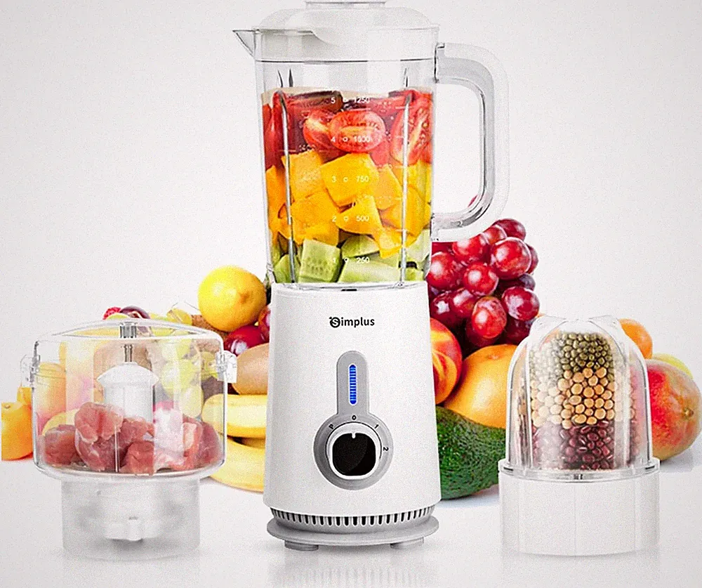 Simplus 42oz Blender for Smoothies with 2-Cup Food Processor & 1-Cup Vegetable