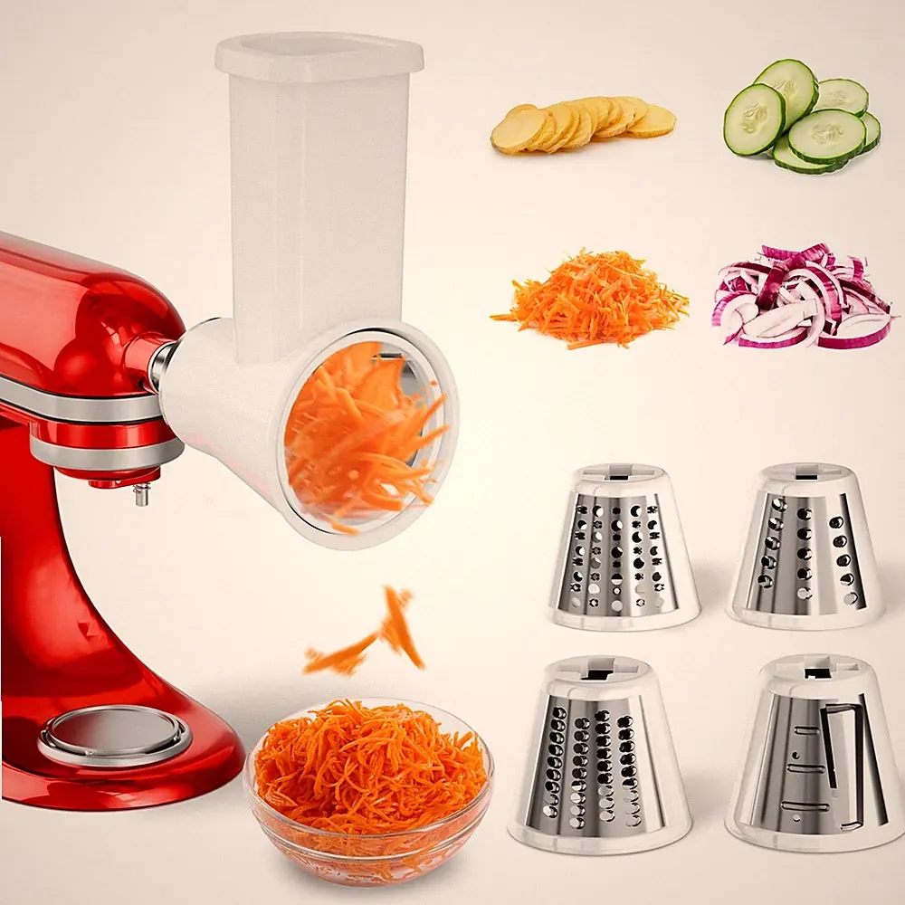 Slicer Shredder Attachment for Stand Mixer - Cheese Grater, Salad Maker, 4 Blade