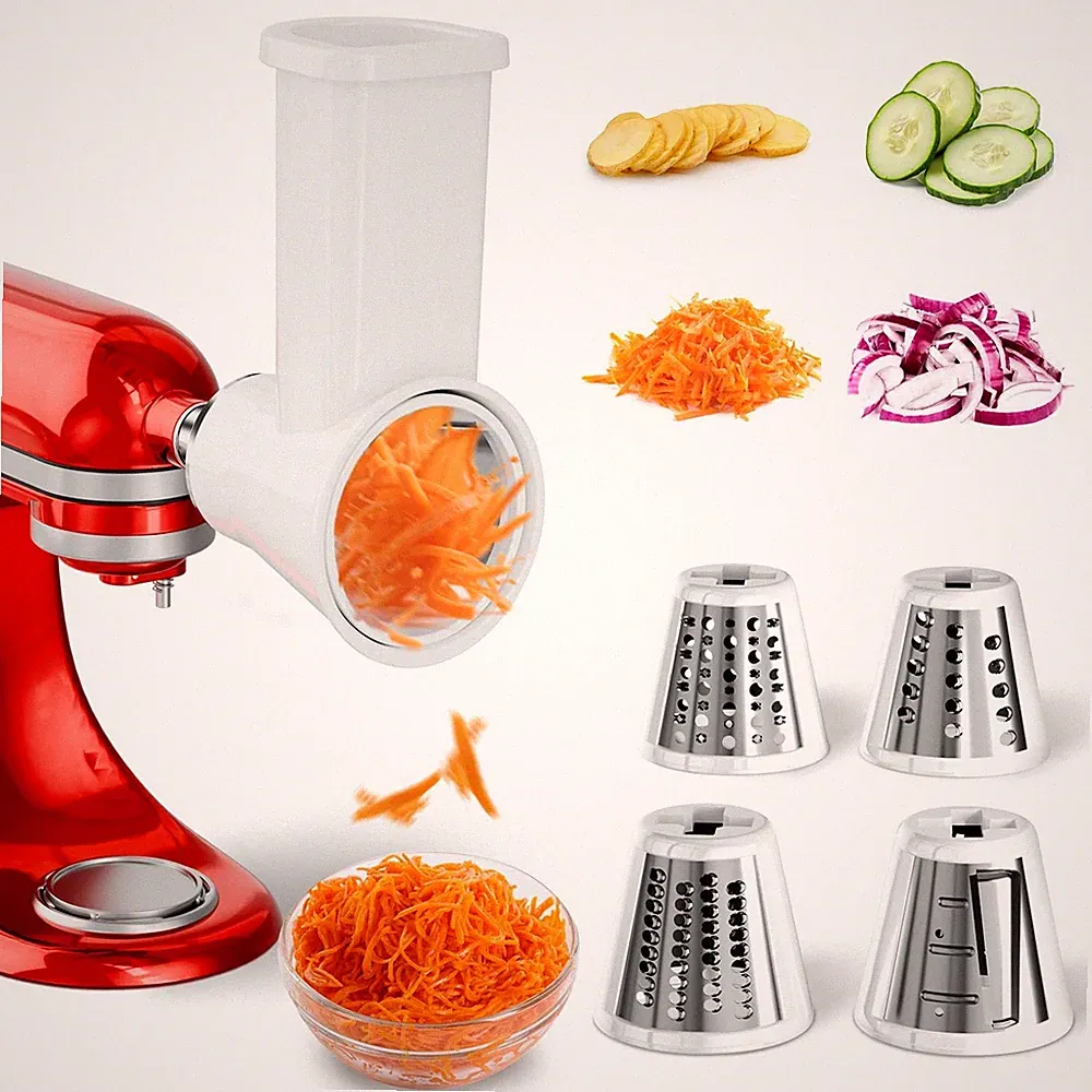 Slicer Shredder Attachment for Stand Mixer - Cheese Grater, Salad Maker, 4 Blade