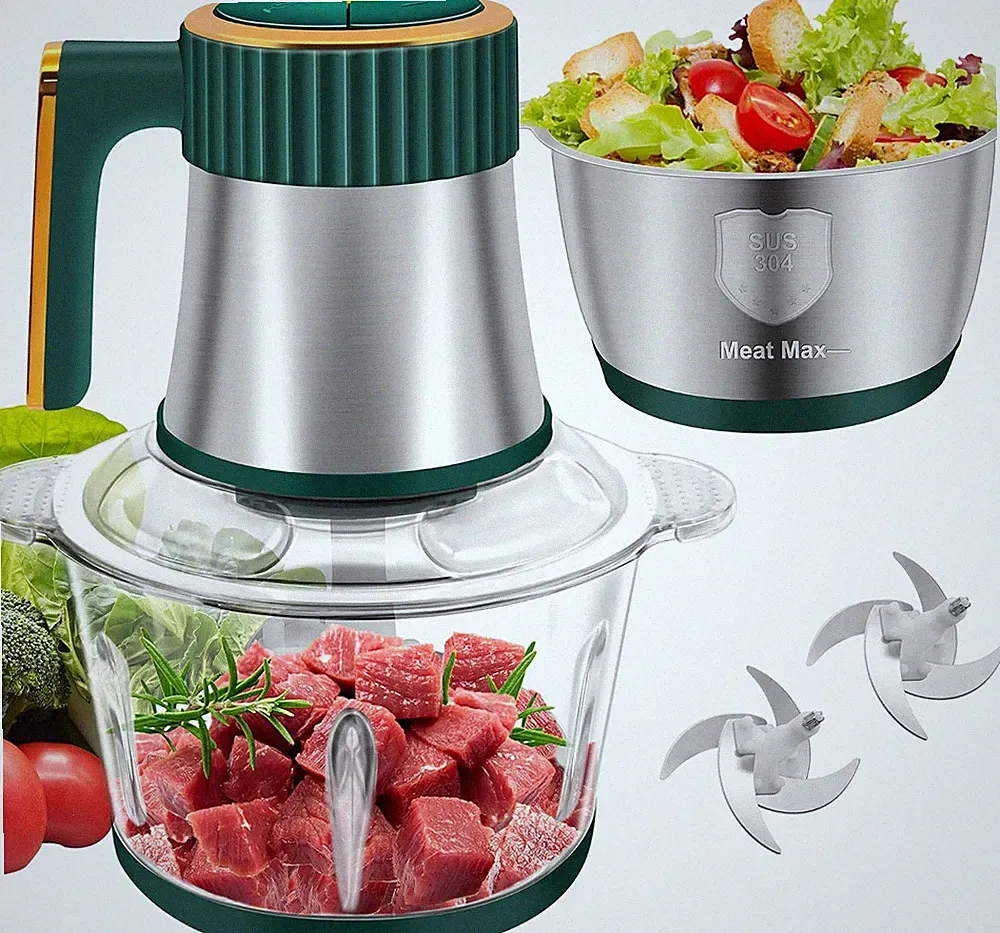 Small Food Processor, 5-Speed Food Chopper, Electric Meat Grinder | 2 Bowls (8 C