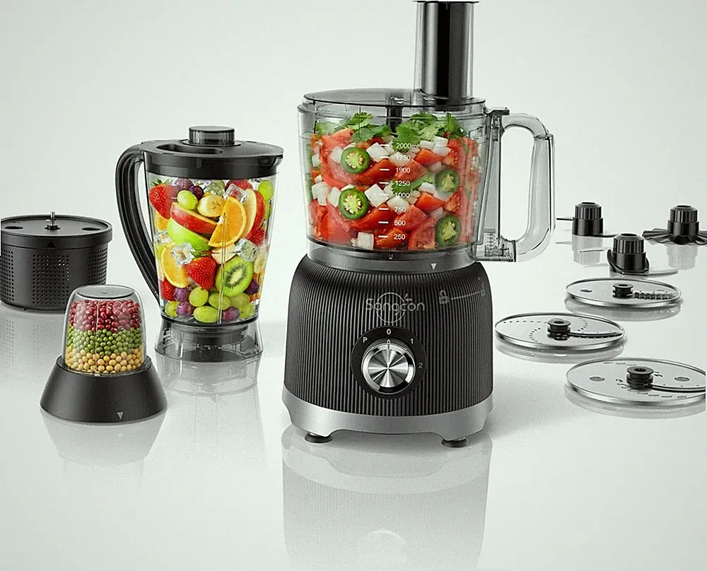 Smoothie Blender and Food Processor Combo for Kitchen, 600W Vegetable Chopper wi