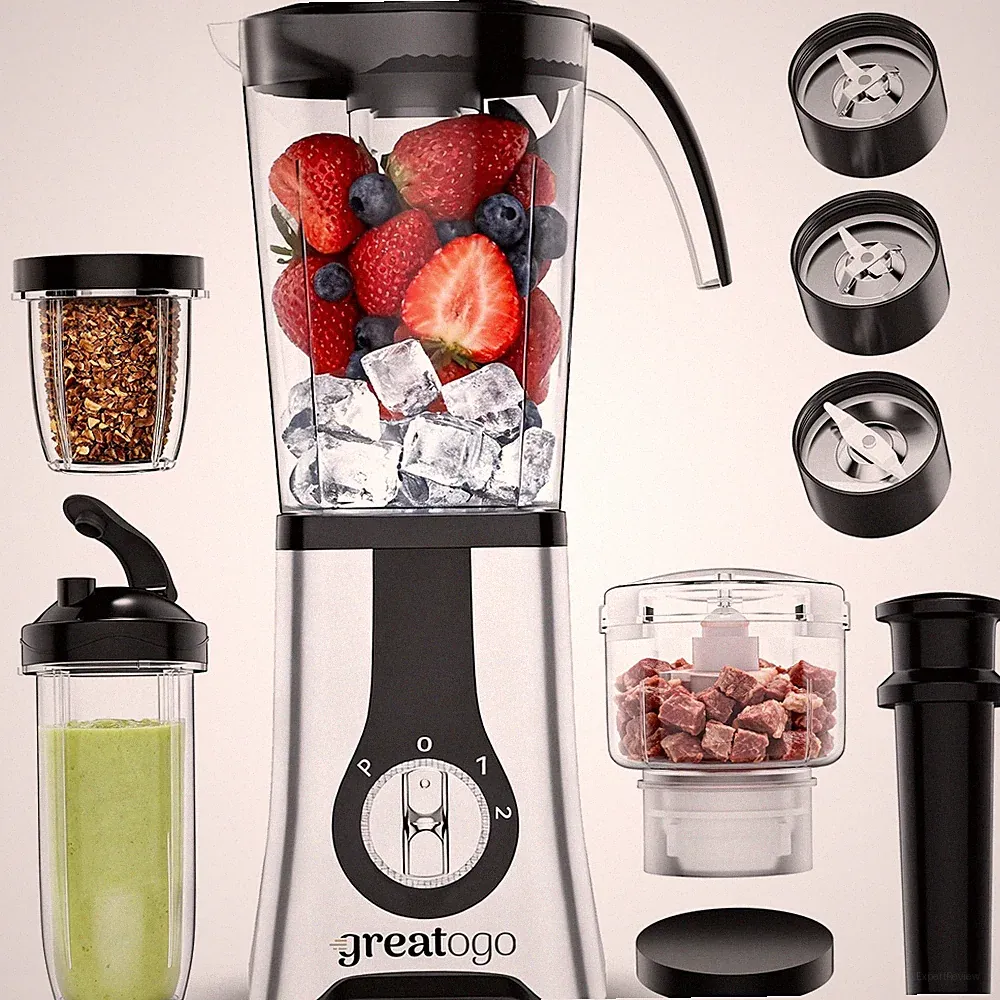 Smoothie Blender Food Processor Combo, 13 Piece All-in-Kitchen System with Gr...