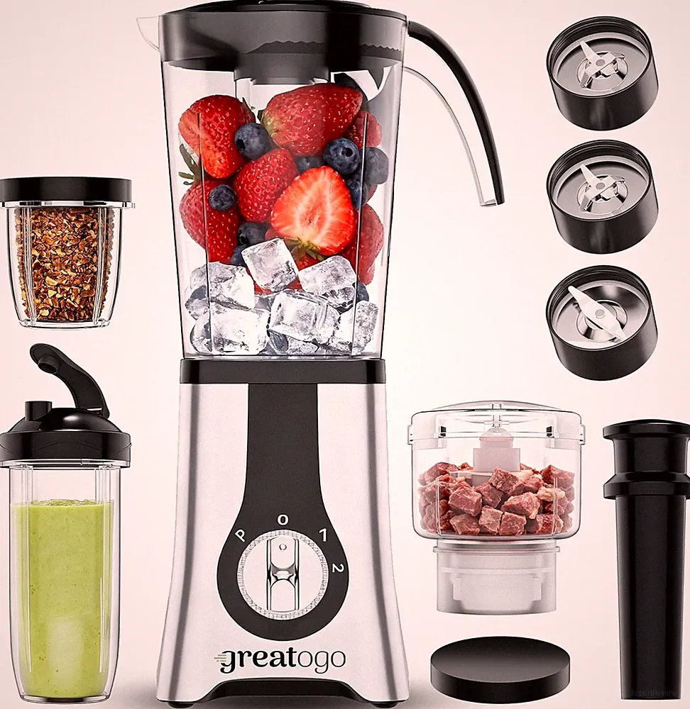 Smoothie Blender Food Processor Combo, 13 Piece All-In-One Kitchen System with G