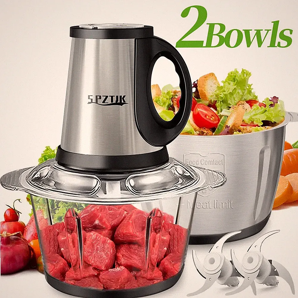 SPZTJK 2L Baby Food Processor & Meat Grinder with Free Blades & Bowls