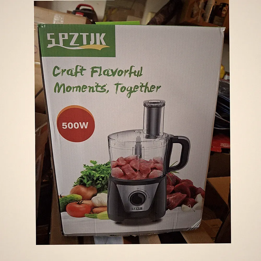 SPZTJK 500W Full-Size Food Processor Black Clear Bowl Lid Chop Multifunctional