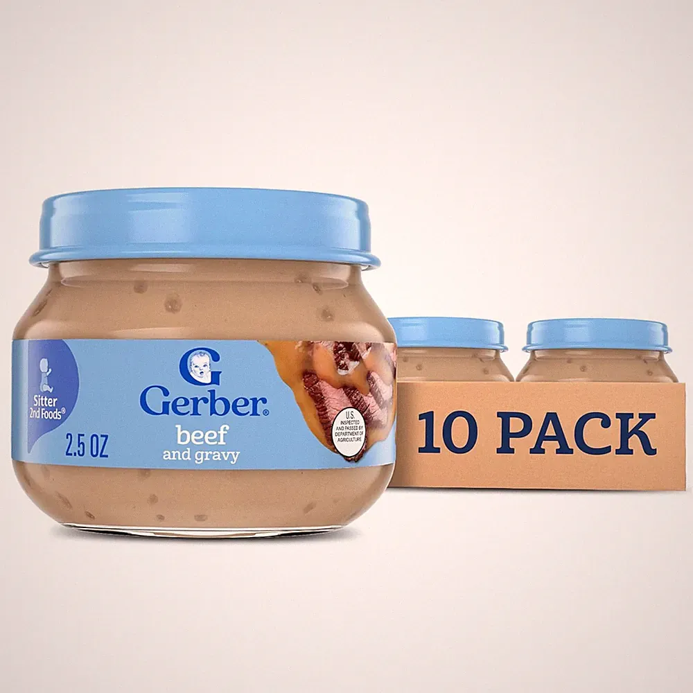 Stage 2 Baby Food, Beef and Gravy Jar, Baby Food Meat Puree, Baby Mealtime, Baby