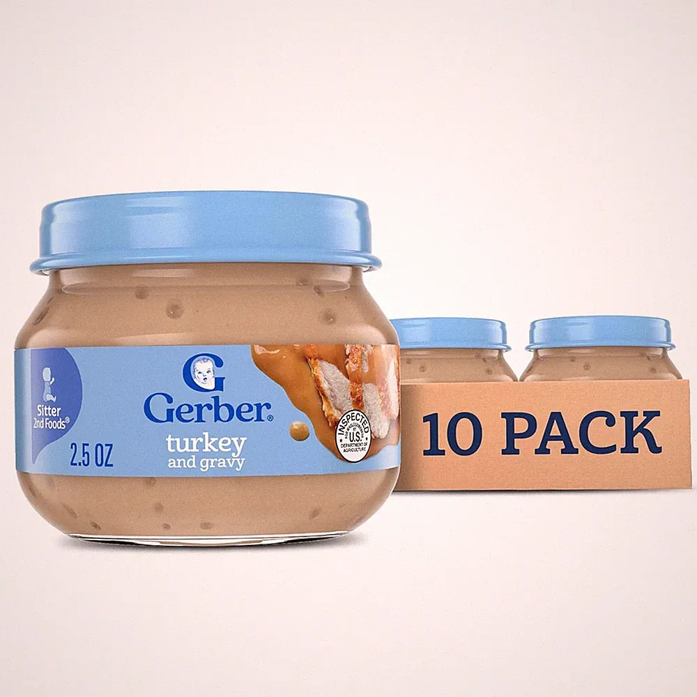 Stage 2 Baby Food, Turkey and Gravy Jar, Baby Food Poultry Puree, Baby Mealtime