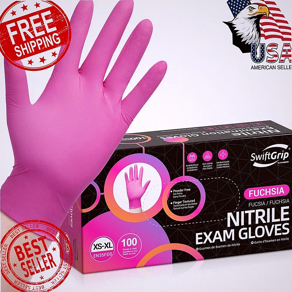 SwiftGrip Nitrile Gloves Small Pink 100 Count