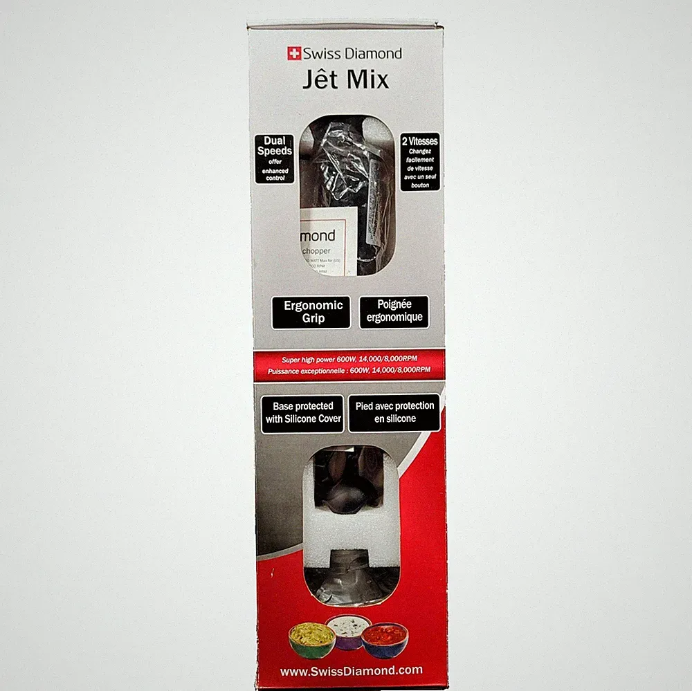 Swiss Diamond Jet Mix Immersion Blender Baby Food Chopper 600W 8,000/14,000 RPM