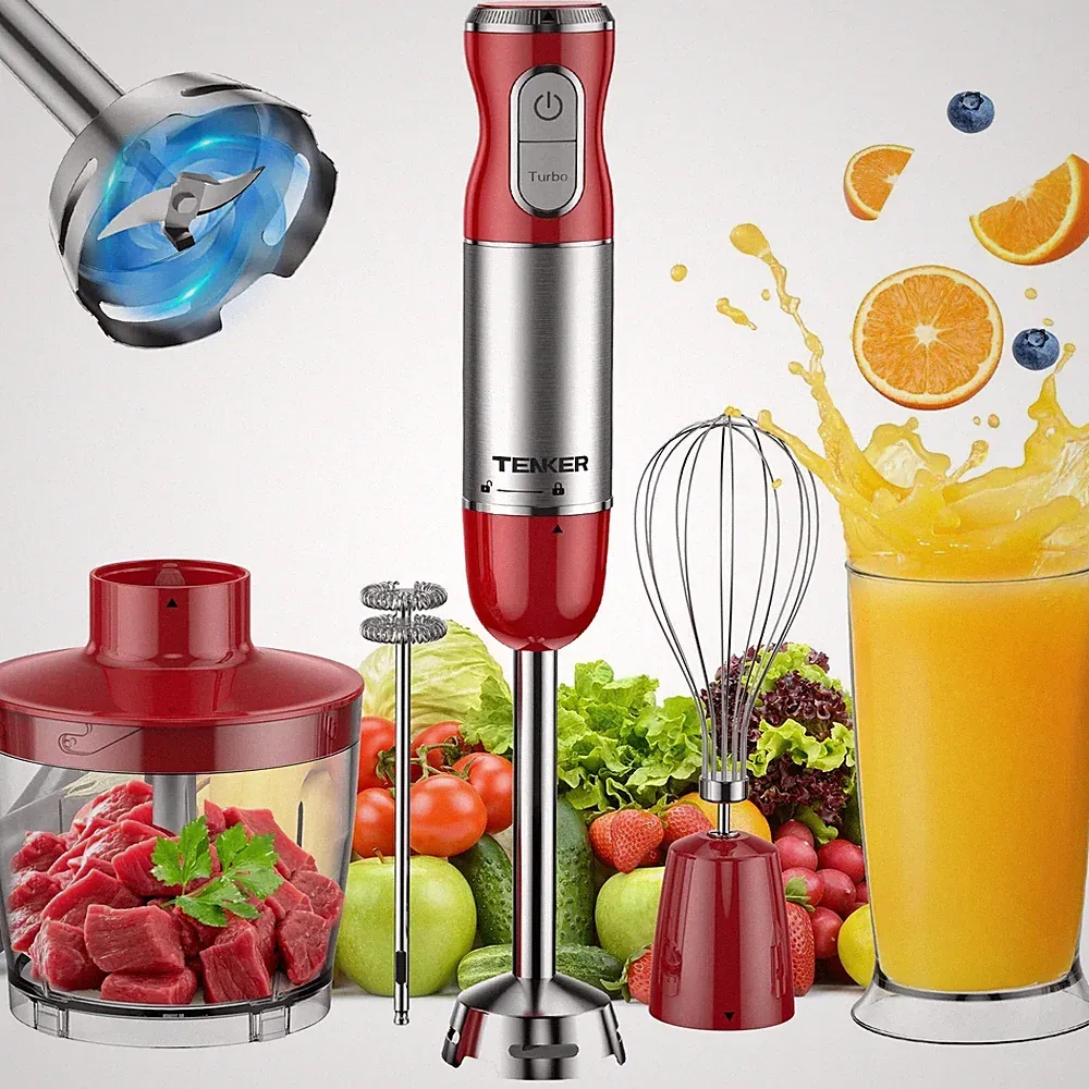 TENKER Stick Variable Speed Hand Blender Food Processor 5 IN 1 450W Handheld Mix