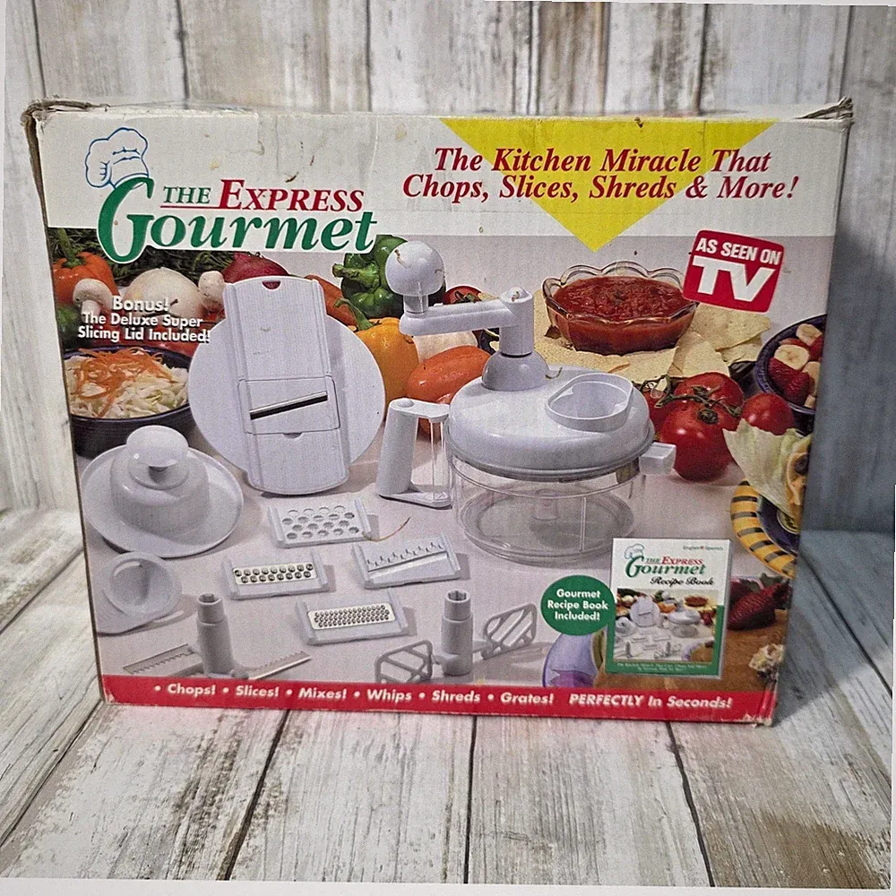 The Express Gourmet 16pc Manual Food Processor Chopper Slicer Seen On TV White