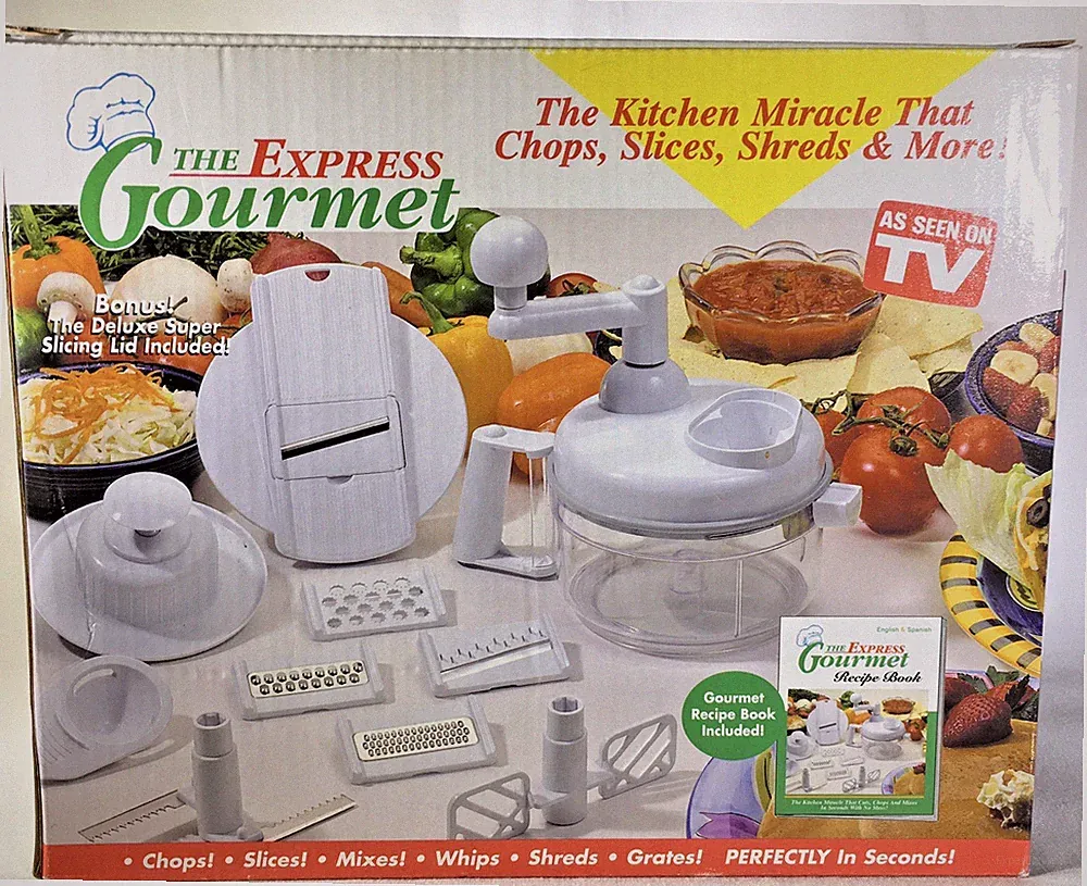 The Express Gourmet Hand Food Processor COMPLETE SET As Seen On TV Chop Shred +