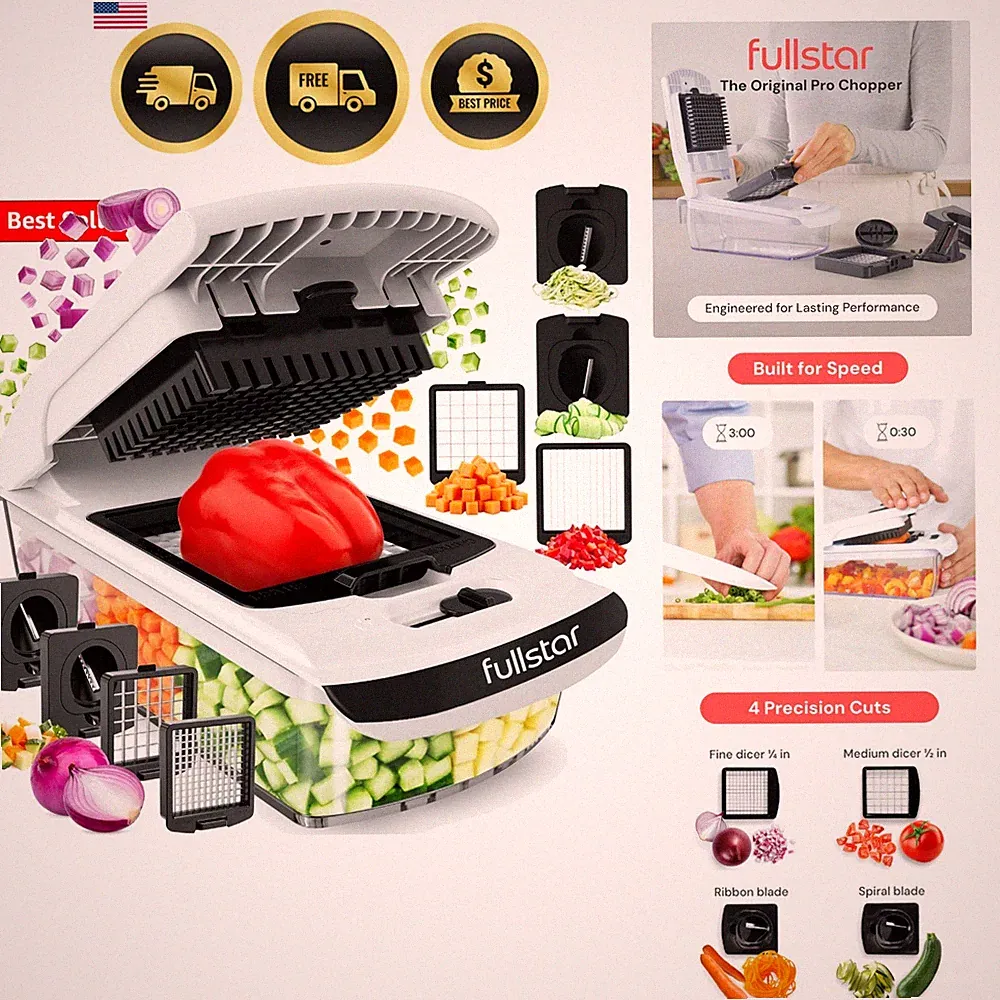 The Pro Chopper - Vegetable Chopper and Spiralizer, Food Chopper with Contai...