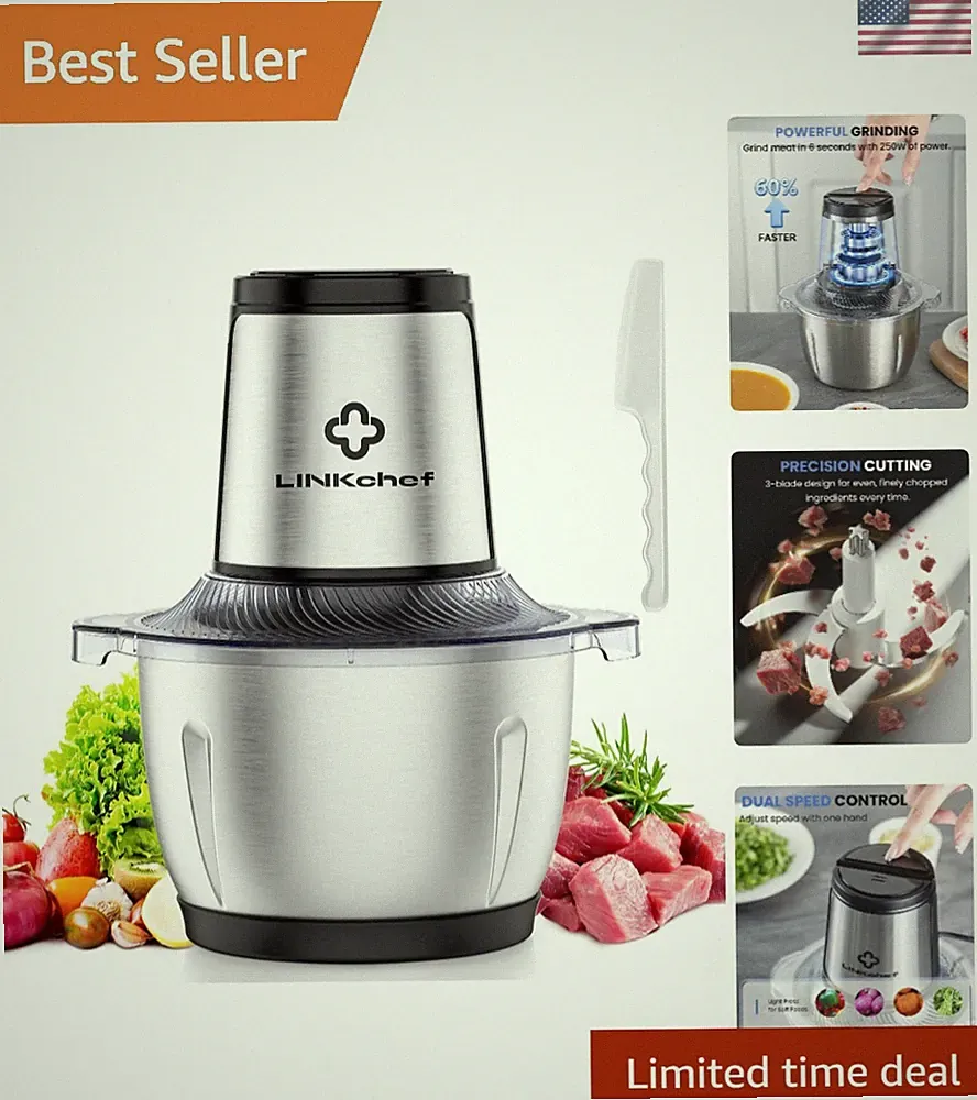 Time-Saving Kitchen Food Processor: 250W Blades for Smooth Chopping & Grinding