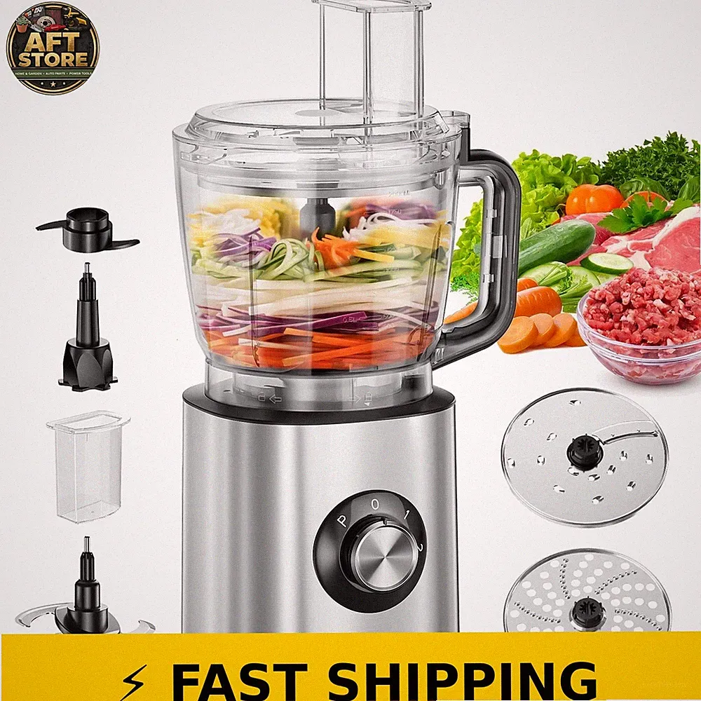 TINANA 6-in-1 Food Processor 10 Cup 1000W Electric Chopper