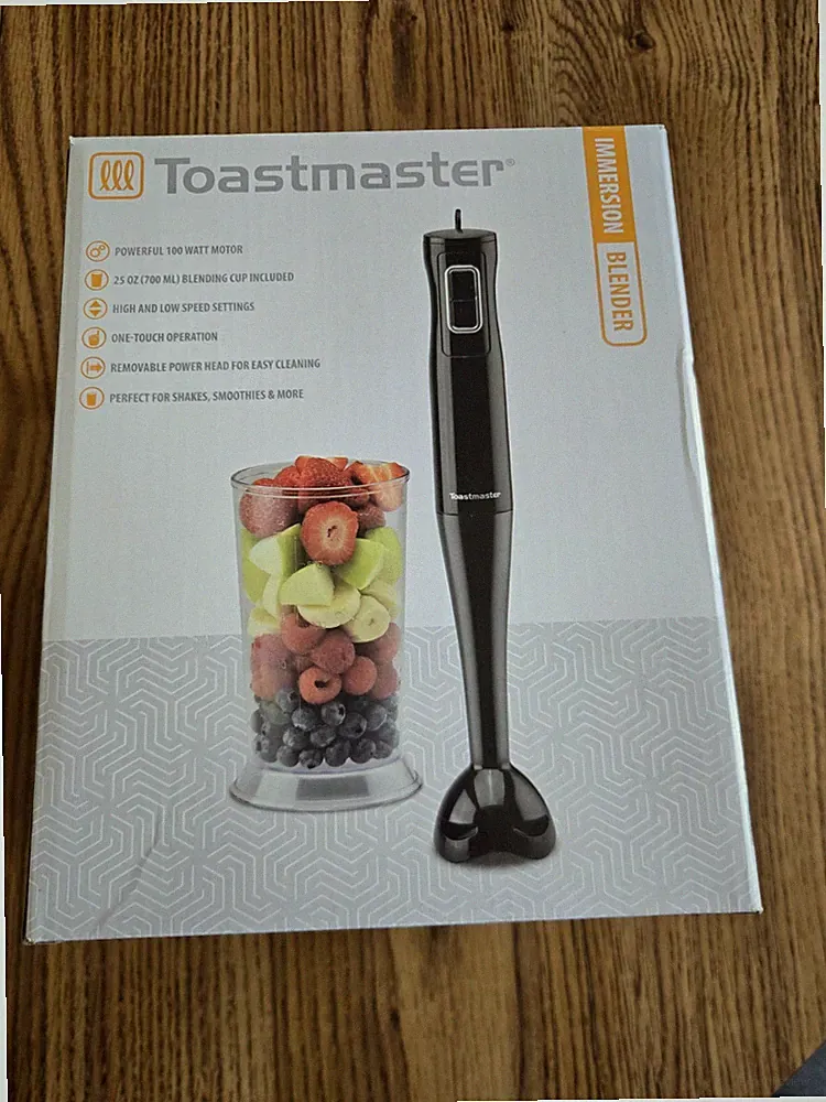Toastmaster 100W Immersion Handheld Blender Set 2-Speed Pulse 25oz Cup Black