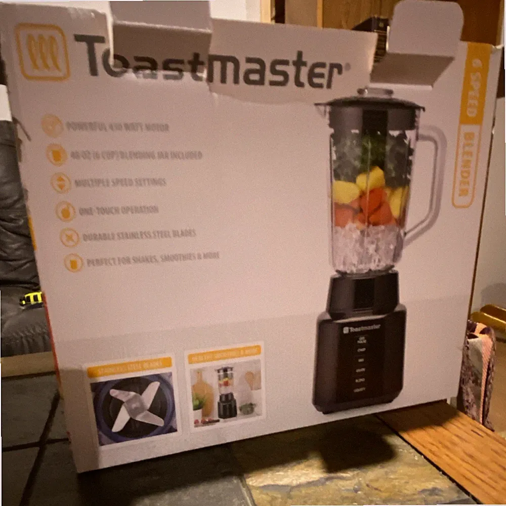Toastmaster 450W Electric Blender 48 oz Glass Pitcher 6-Speed Pulse Ice Crush