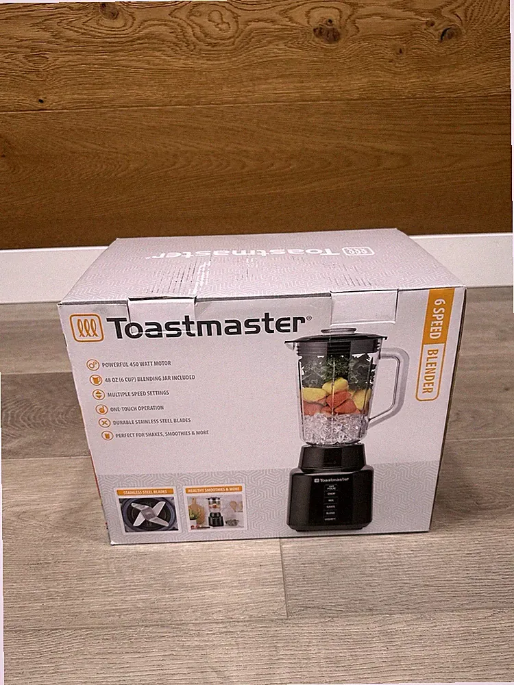 Toastmaster 6-Speed 450W Electric Blender 48 oz Black, One-Touch, 4-Blade