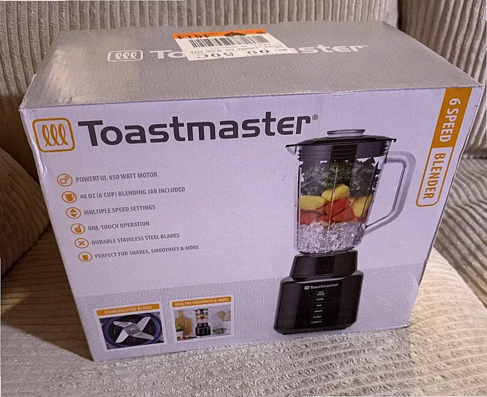Toastmaster Blender w/ 6 Speeds Plastic Jar 400 Watt (Low/High & Pulse) 120V