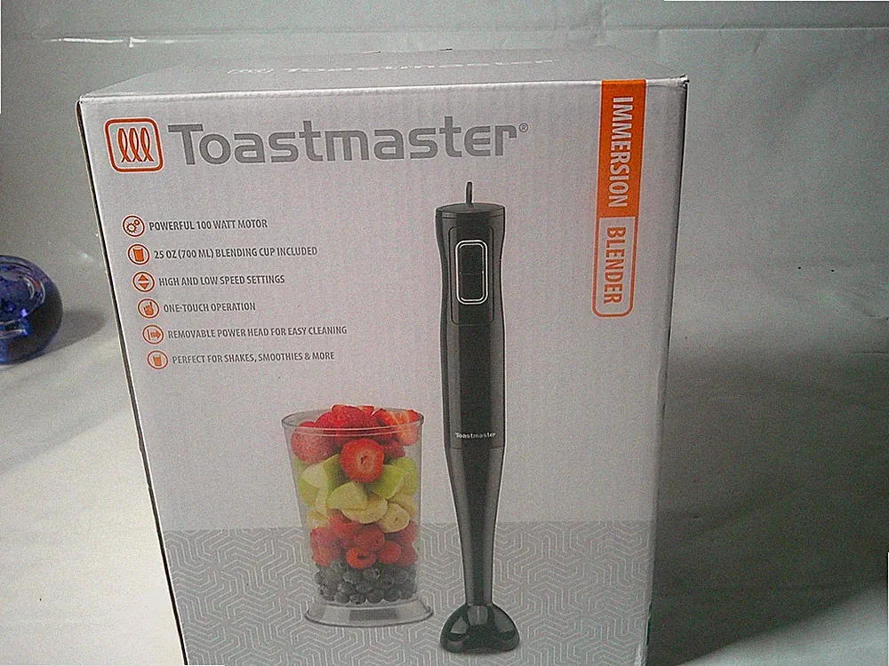 Toastmaster Immersion Blender, Hi/Low Speeds, One Touch, 25 OZ. Blending Cup NEW
