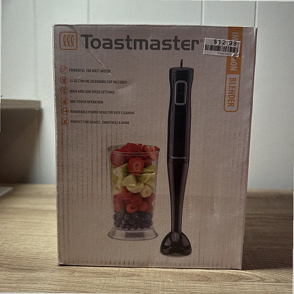 Toastmaster Immersion Blender Open Box Never Used: Black, 100 Watt, 25oz Cup BA2