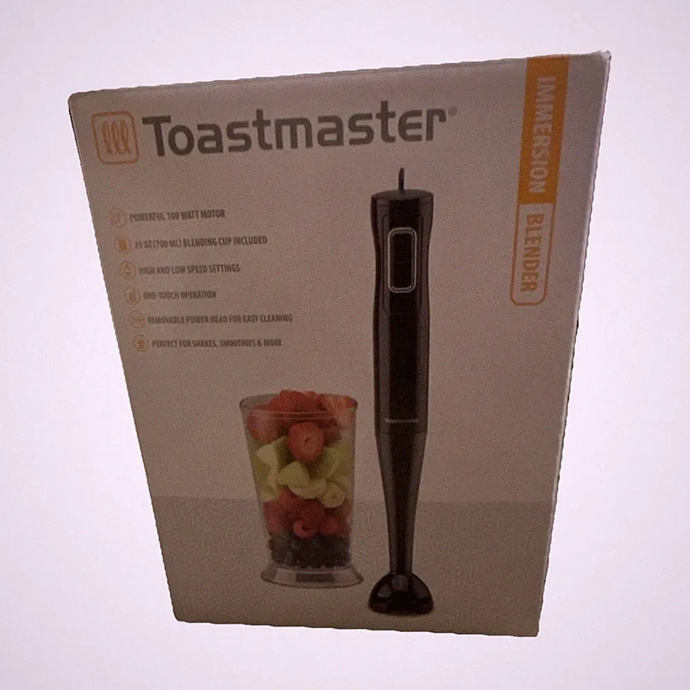Toastmaster Immersion Handheld Blender 100W Black 2-Speed with Blending Cup 25oz