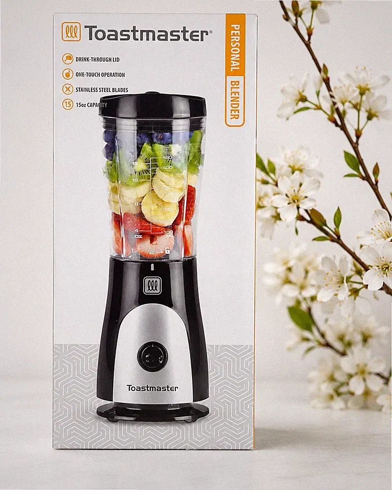 Toastmaster Personal Blender 15oz One-Touch Operation Stainless Steel Blades