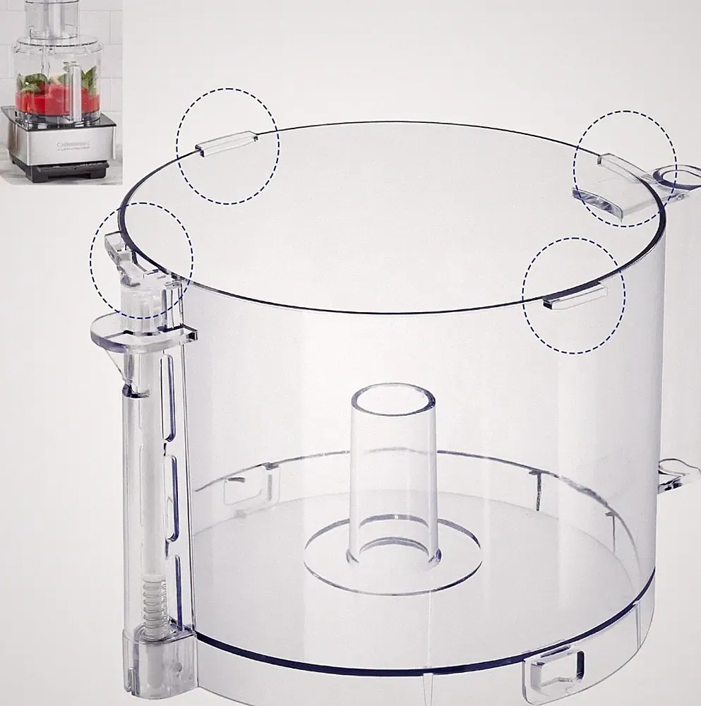 Top with 4 Locking Tabs DLC-005AGTXT1 Food Processor Work Bowl Replacement with