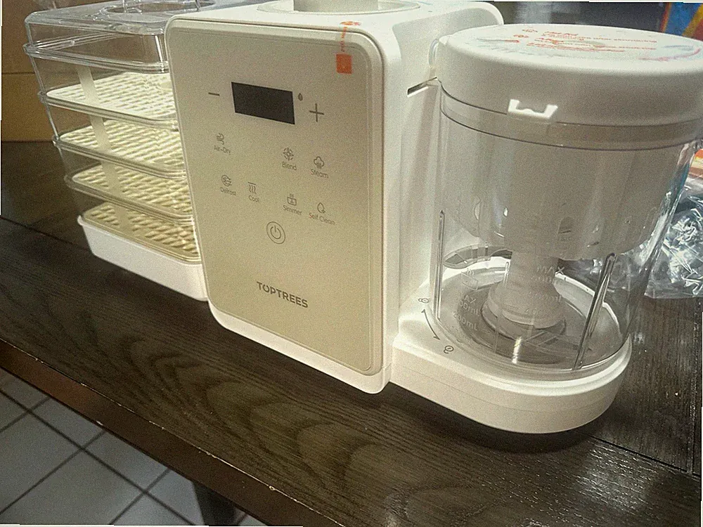 TOPTREES Baby Food Processor Steamer/Blender 900mL 300W White 7 Prog