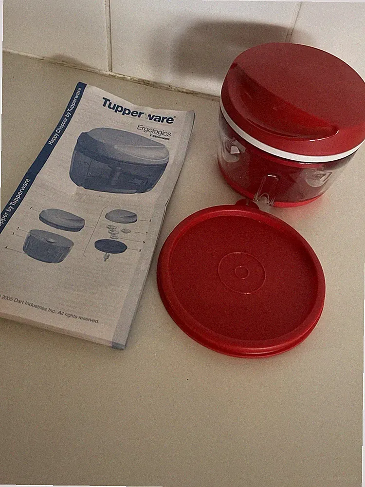 Tupperware Happy Chopper Compact 300ml Manual Food Processor Red Lid Instruction