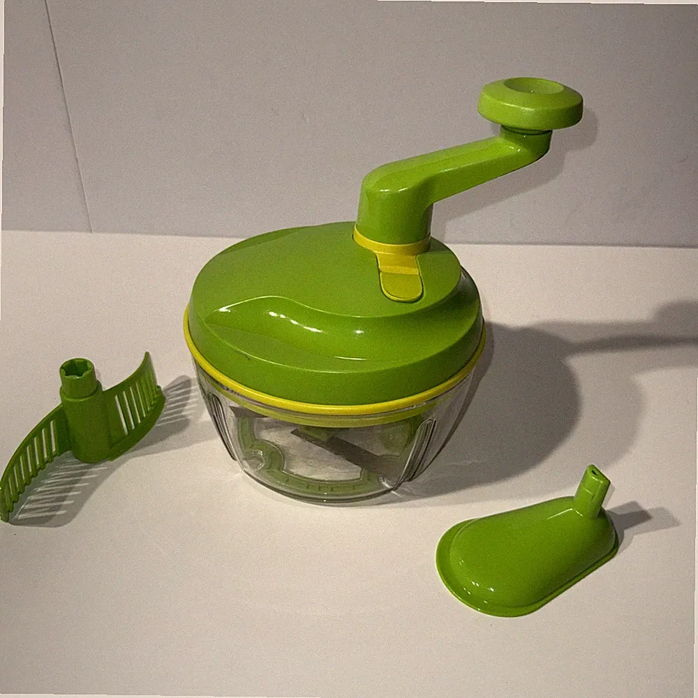 Tupperware Manual Food Processor Hand Crank Chopper Mixer Green Complete