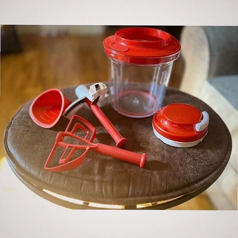 Tupperware Power Chef System Manual Food Processor Chopper Red 5.75 Cup 1.35L