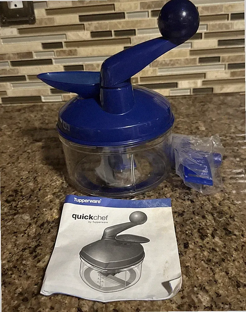 Tupperware Quick Chef Food Processor Chopper System Sapphire Blue New