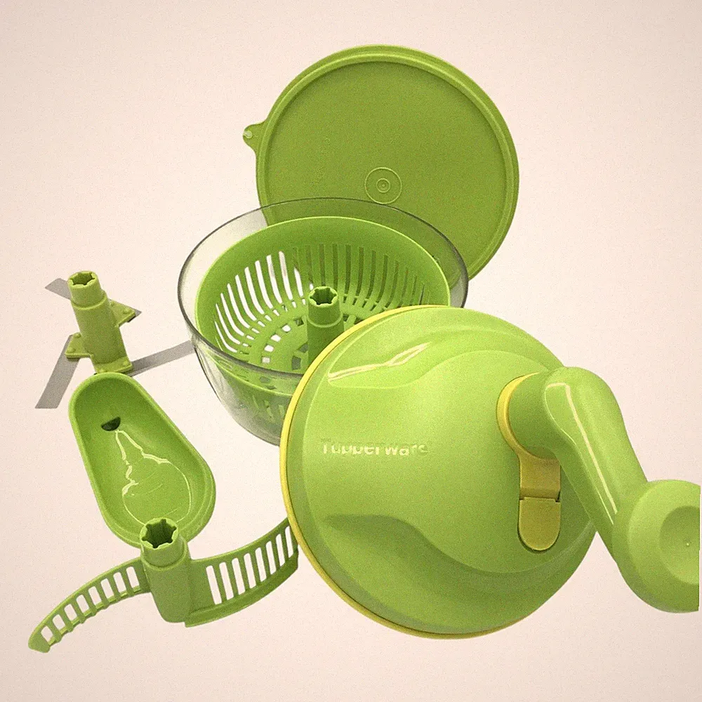 Tupperware Quick Chef Pro Manual Food Processor Chopper Mixer Hand Crank Green