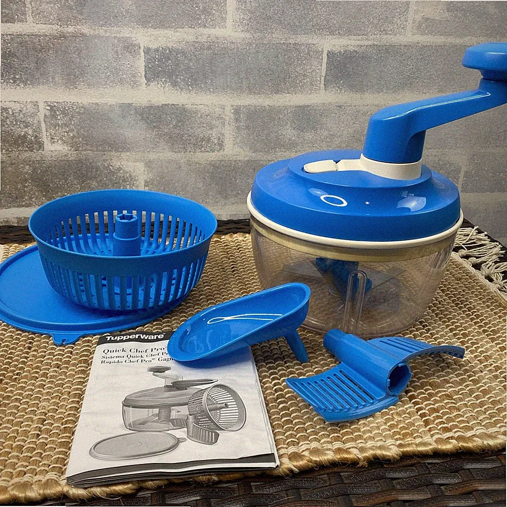 Tupperware Quick Chef Pro System Manual Food Processor, Chop, Mix, Whisk, Seal