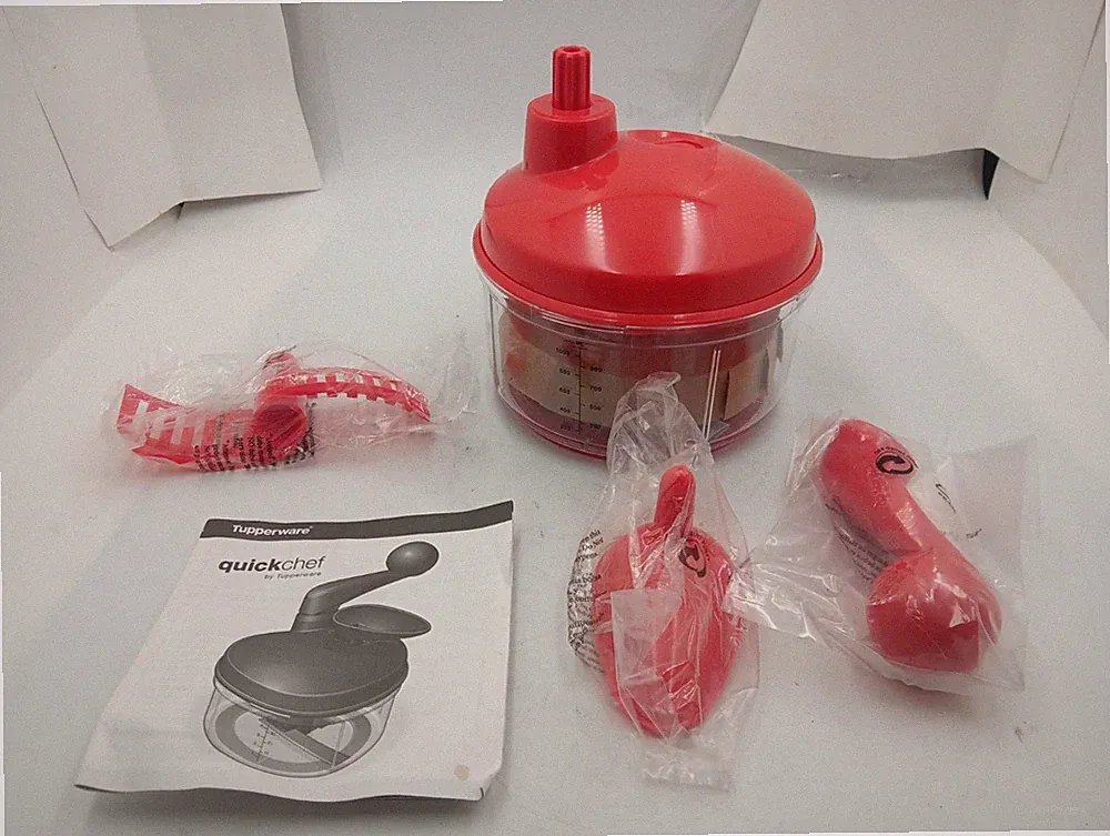 TUPPERWARE Red Quick Chef Food Processor Chopper Mixer Whisk