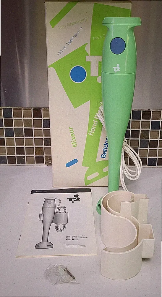 Tupperware T2 T2001 Retro Green Immersion Hand Blender Mixer NOS Box Manual