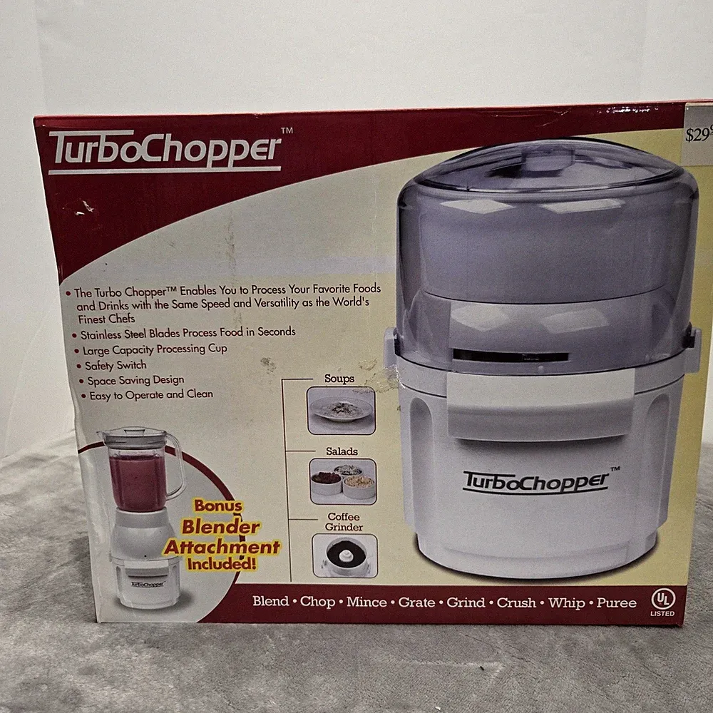 Turbo Chopper Food Processor Blender Attachment White Multi-Function Grinder NEW