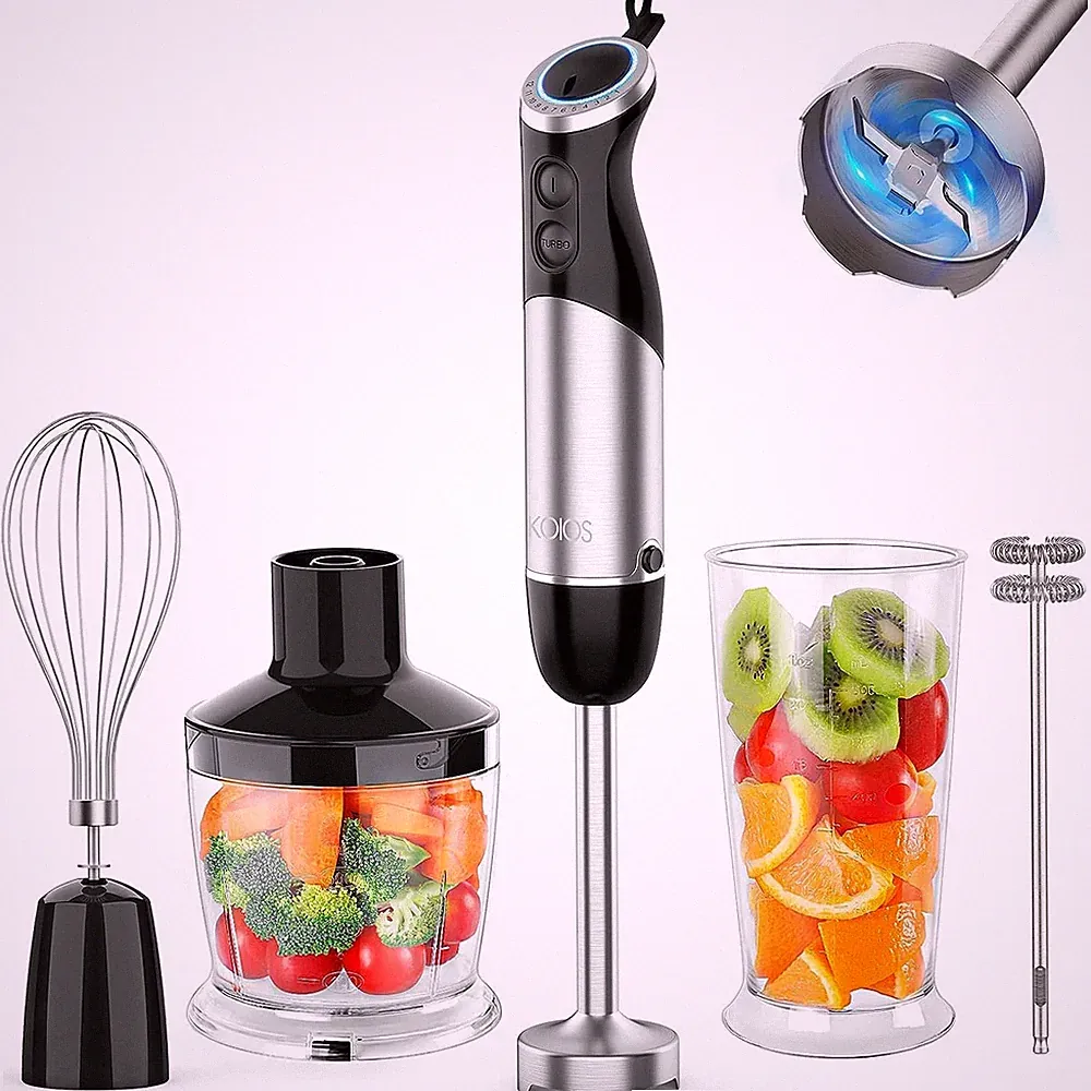 Upgraded Immersion Blender Handheld, 1000W 12-Speed 5 in 1 Hand Mixer Stick Blen