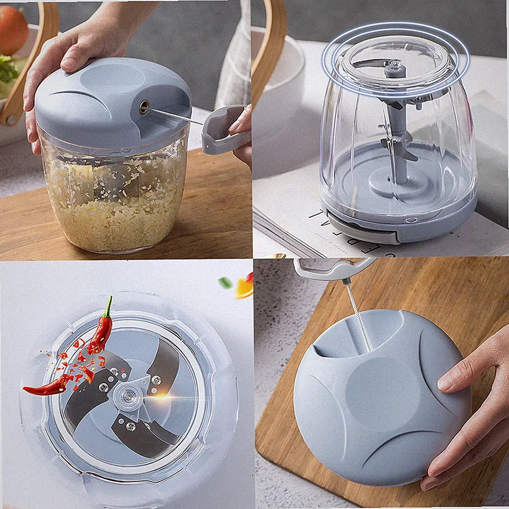 US 1 Pc Hand Blender Kitchen Tool Pull Vegetable Food Chopper Slicer Processor