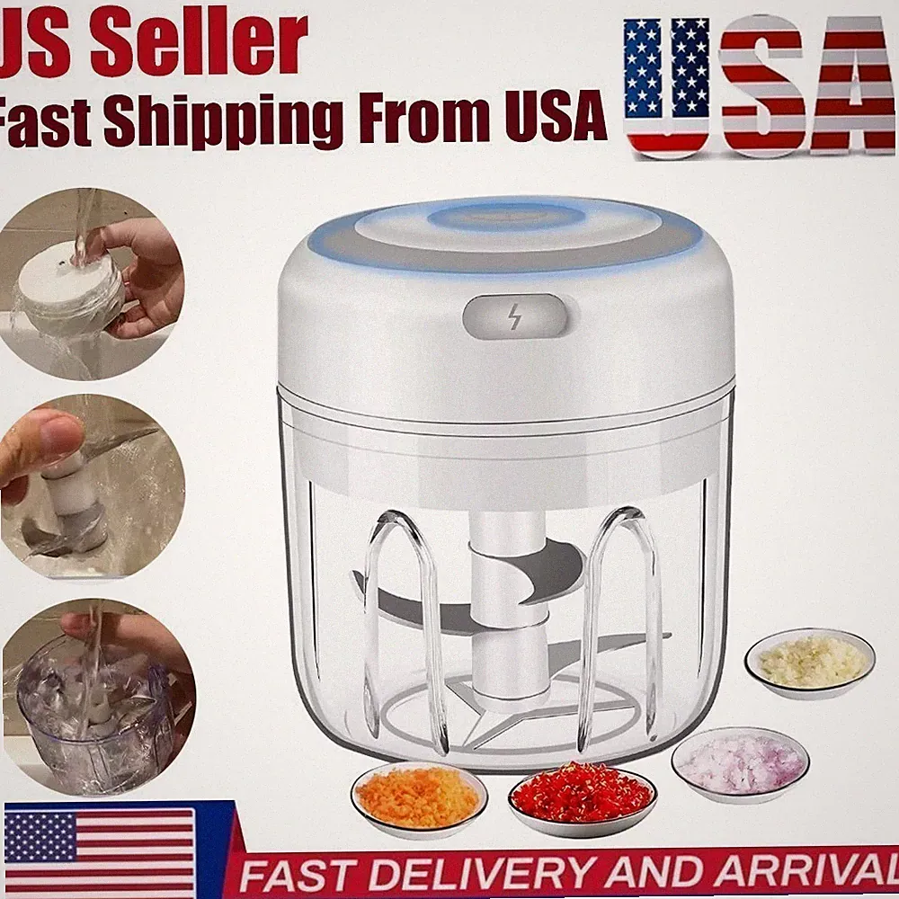 USA Mini Food Processor, Vegetable Garlic Chopper USB Meat Grinder Rechargeable